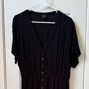 Black Hi/Lo Button Dress